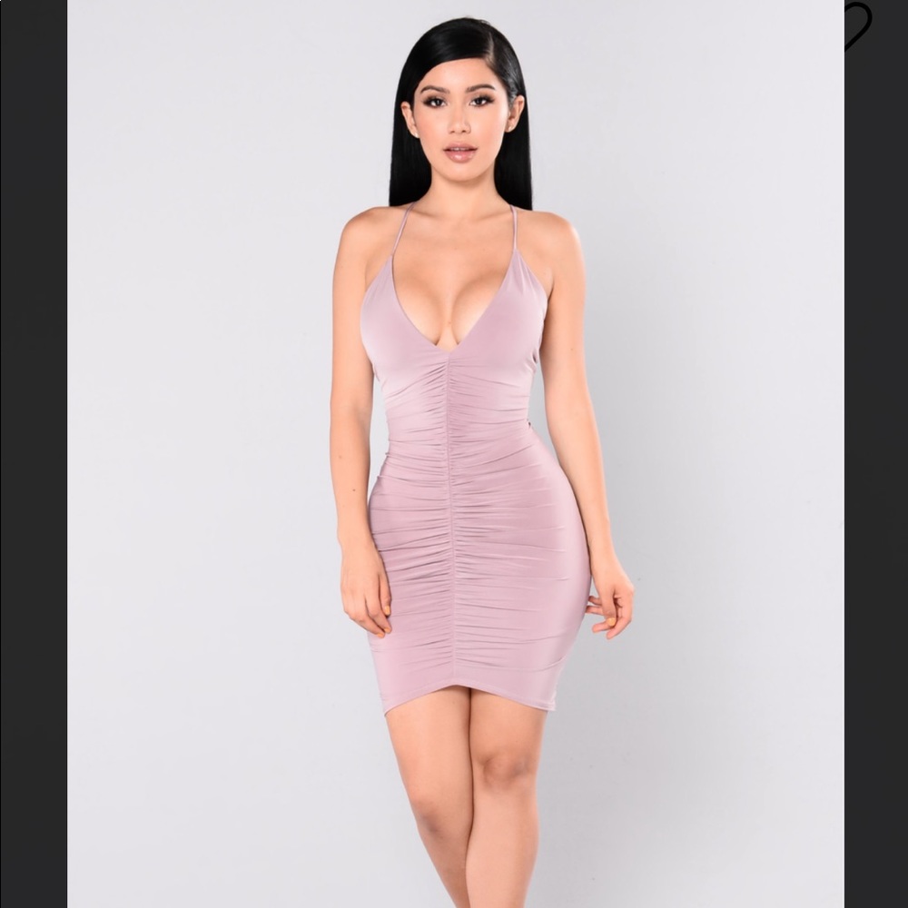 Fashion Nova Nora Ruched Dress - Mauve MD5477